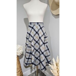 Molo Petals Check Grey Plaid Large Patch Pockets Flared Youth Skirt